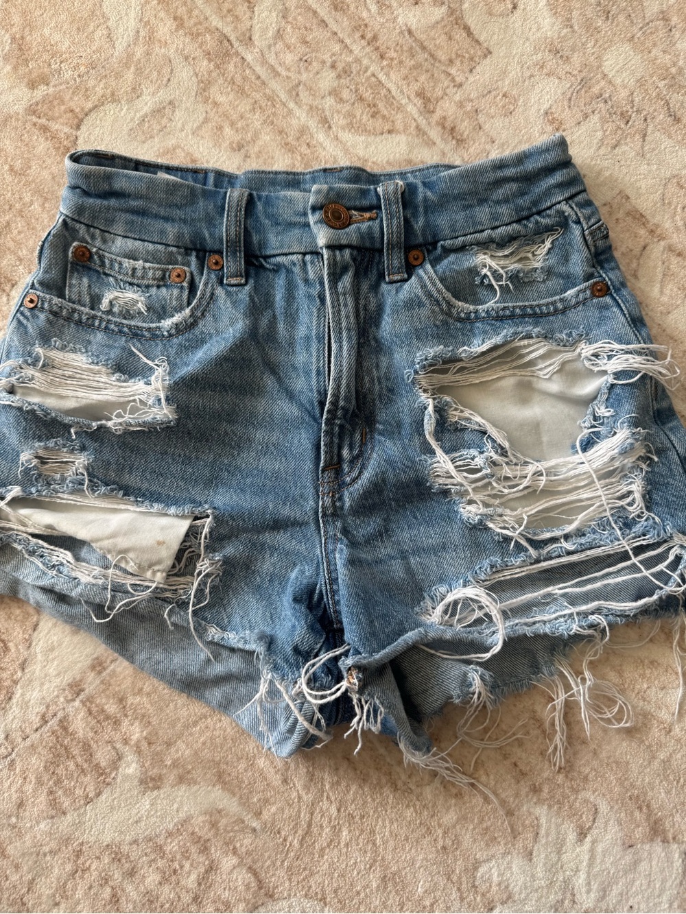 American Eagle Outfitters Light Blue Distressed Denim Cutoff Shorts
